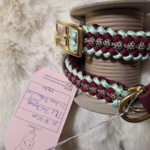 HU 38-45 cm Geflochtenes Paracord-Halsband mit BioThane Verschluss in Wine Rot