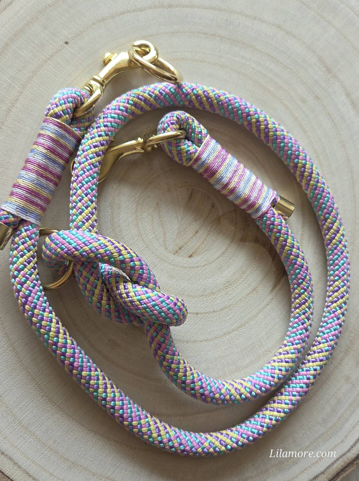Leinenverlängerung zu Koppelleine oder Kombi-Leine aus 10 mm Tau in Pastelltönen, 100 cm lang