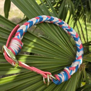 HU 43-49 cm 12fach geflochtenes Paracord Halsband Spina Gran mit BioThane Verschluss Surf and Turf