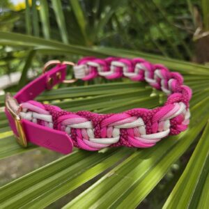 HU 37-43 cm Geflochtenes Paracord Halsband Pancia mit BioThane Verschluss Roses