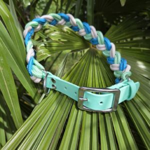 HU 56-65 cm Geflochtenes PPM Halsband Treccia mit BioThane Verschluss Turquoise Lagoon