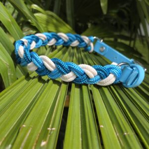 HU 43-49 cm Geflochtenes PPM Halsband Treccia mit BioThane Verschluss Turquoise Lagoon