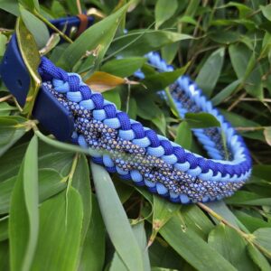 HU 38-42 cm Geflochtenes Paracord Halsband Catena mit BioThane Verschluss Deep Sea