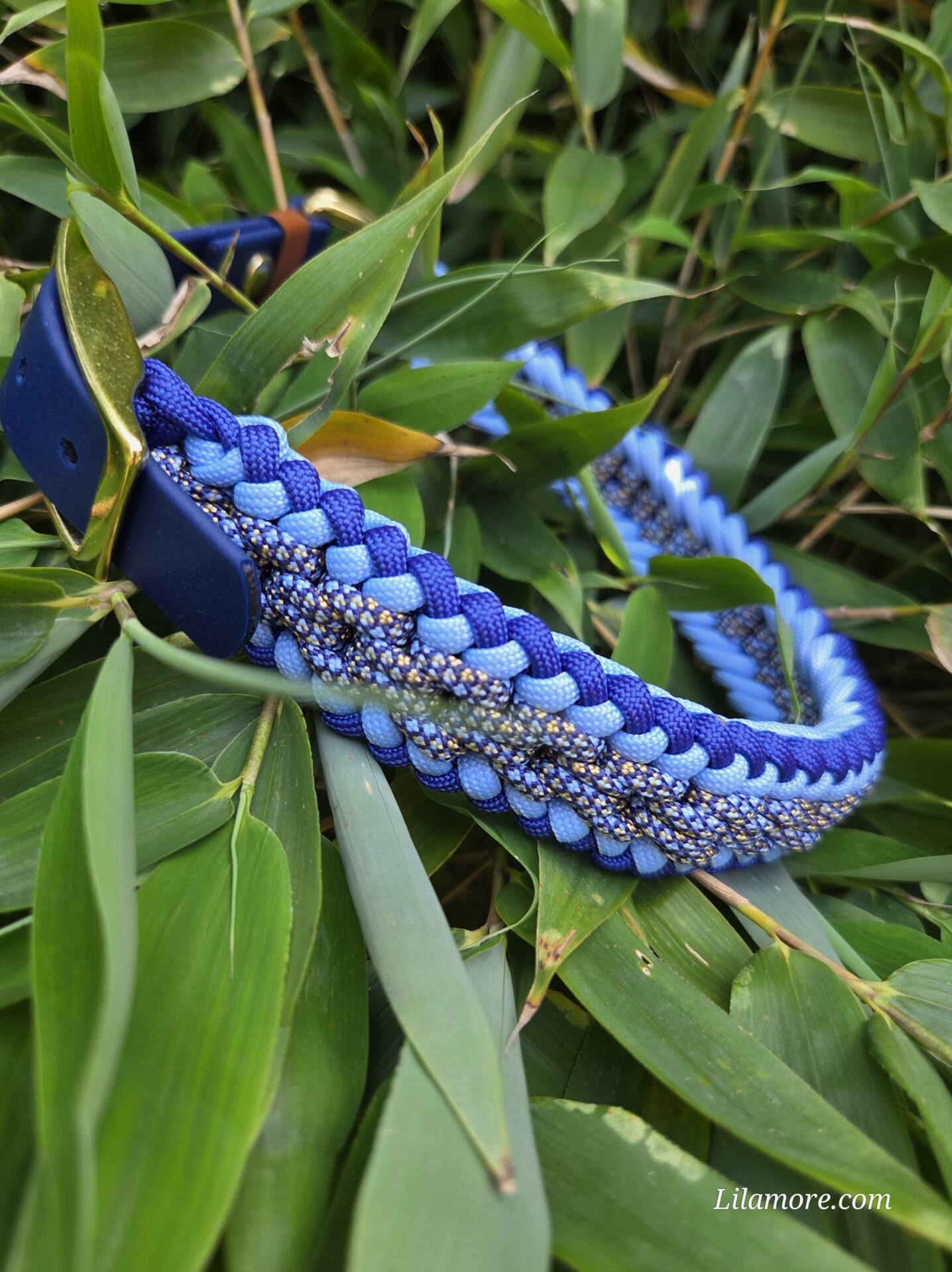 HU 38-42 cm Geflochtenes Paracord Halsband Catena mit BioThane Verschluss Deep Sea