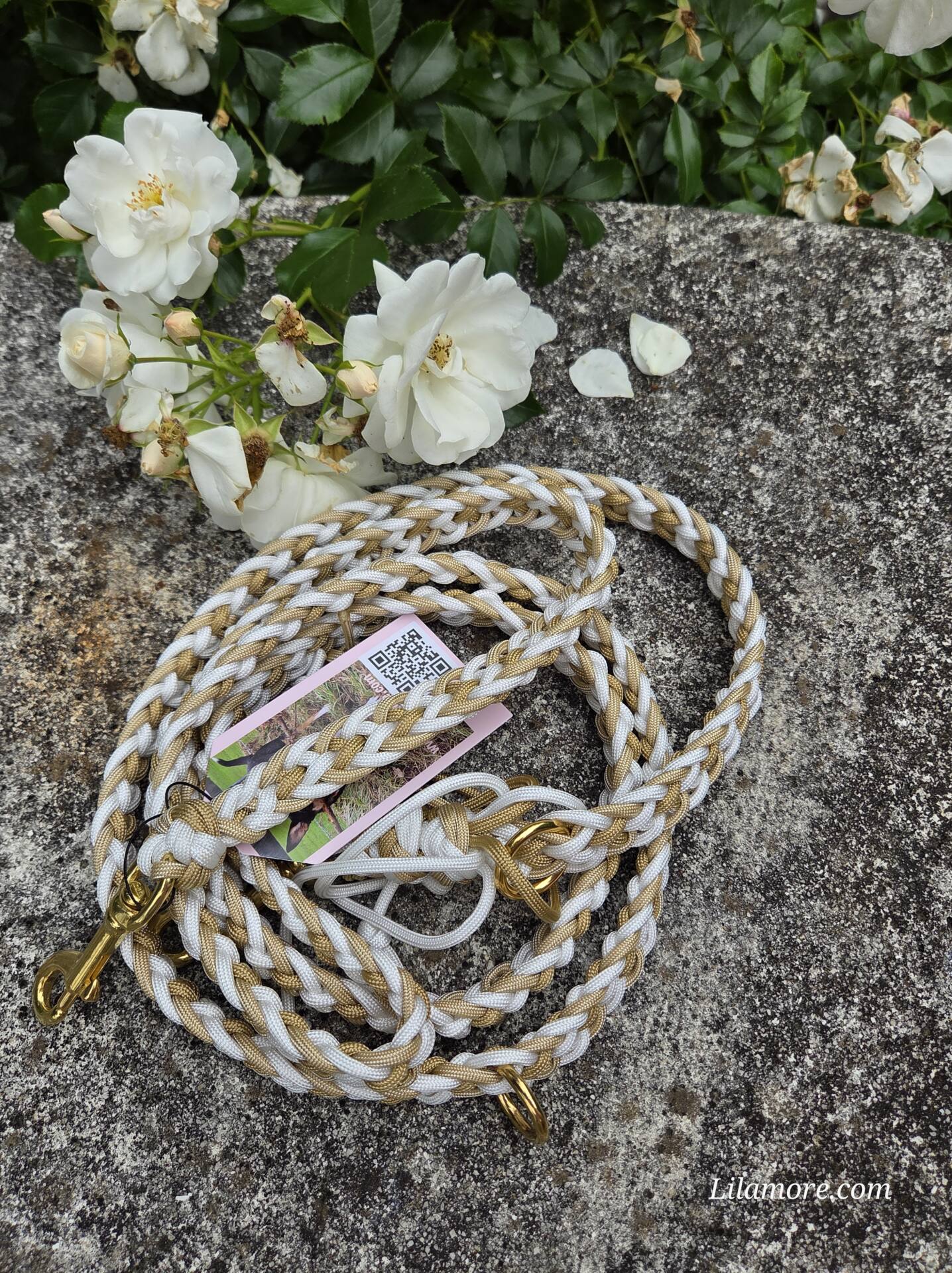 HU 39-45 cm Geflochtenes Paracord Halsband Catena mit BioThane Verschluss Oro Bianco – Bild 5