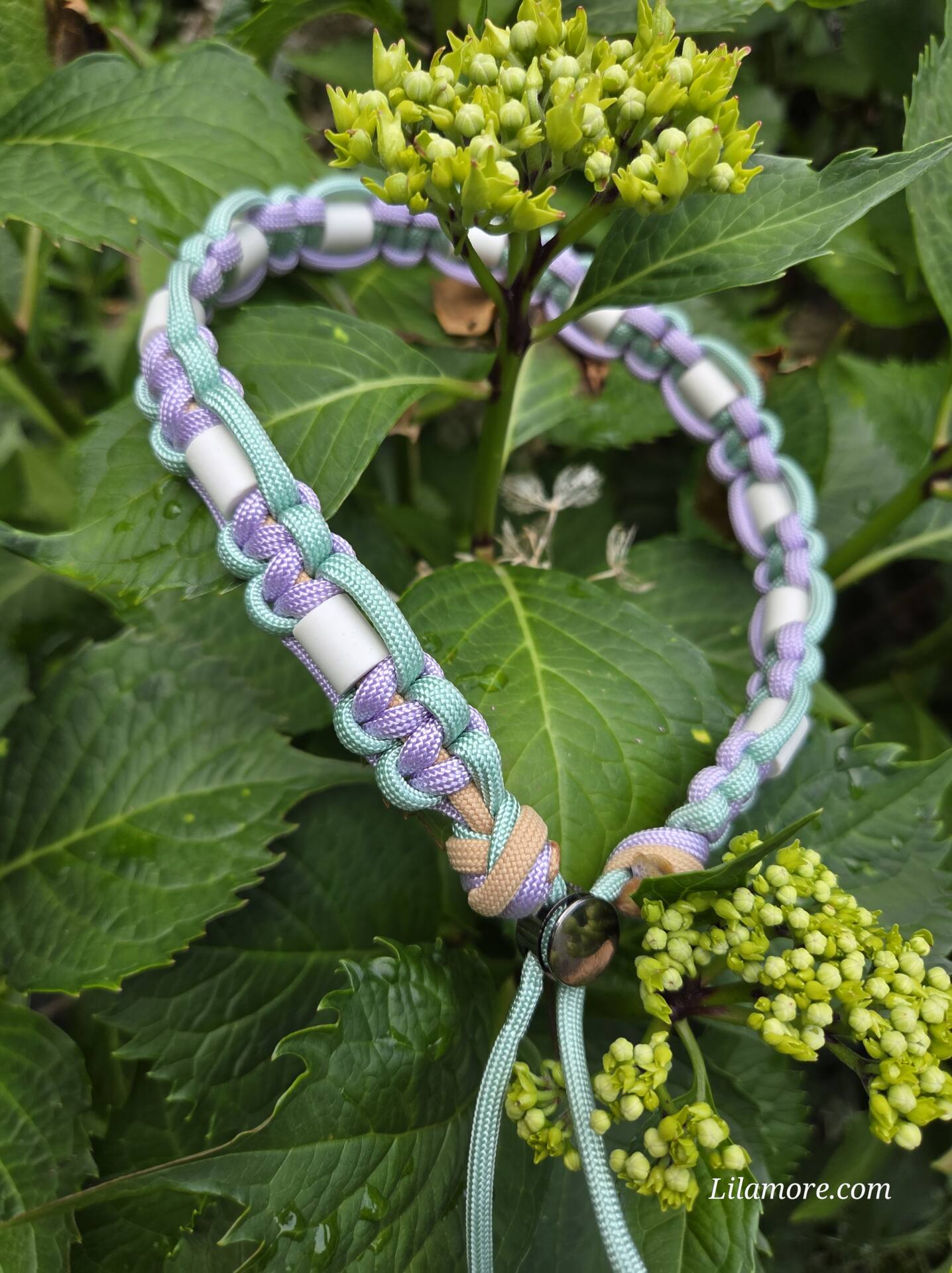 HU 43-48 cm EM-Keramik Paracord-Halsband Cobra 3farbig Salty Lavender