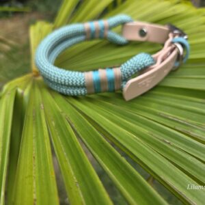 HU 35-41cm Tauhalsband Corda Doppia Sea Grün mit BioThane Verschluss Powder Tan