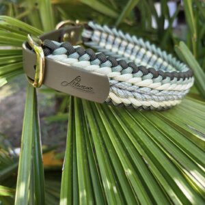 HU 35-41 cm Geflochtenes Paracord Halsband Lontano mit BioThane Verschluss Lime and Olive