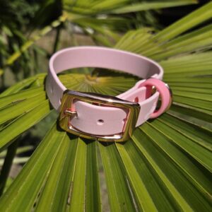 HU 25-31 cm BioThane Halsband 19mm breit Dusty Light Rosé Akzentschlaufe Pastell Rosa