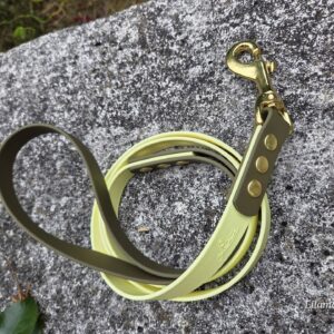 Cityleine BioThane mit fester Handschlaufe 2-farbig Pastell Gelb Akzente Olive