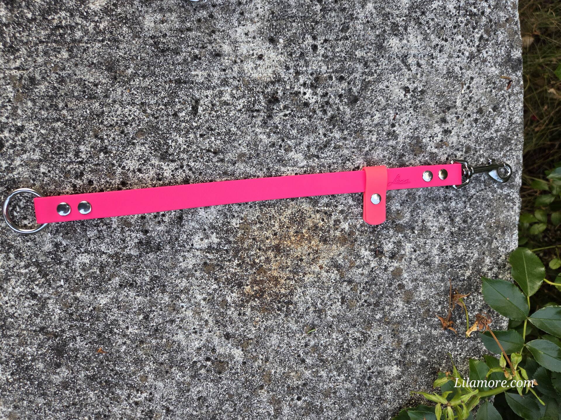 Schleppleinen-Halter aus BioThane Neon Pink mit Akzent