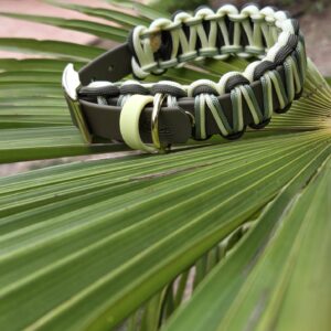 HU 24-30 cm Umflochtenes Halsband BioThane x Cobra Doppia Lime and Olive