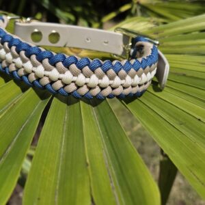 HU 29-35 cm Geflochtenes Paracord Halsband San'Co mit BioThane Verschluss Taupe