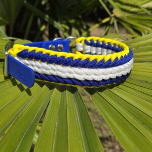 HU 29-35 cm Geflochtenes Paracord Halsband Linea Doppia mit BioThane Verschluss Dunkelblau Royal Summer