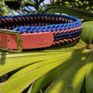 HU 344-52 cm Geflochtenes Paracord-Halsband Splendente mit BioThane Verschluss in Coral Surf andTurf