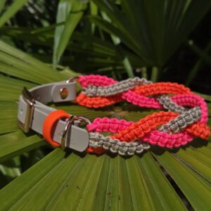 HU 39-45 cm Geflochtenes Paracord Halsband Cobra Treccia Neon Latte