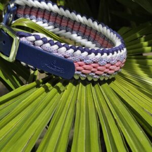 HU 37-43 cm Geflochtenes Paracord-Halsband Pavimento mit BioThane Verschluss Marine Blau
