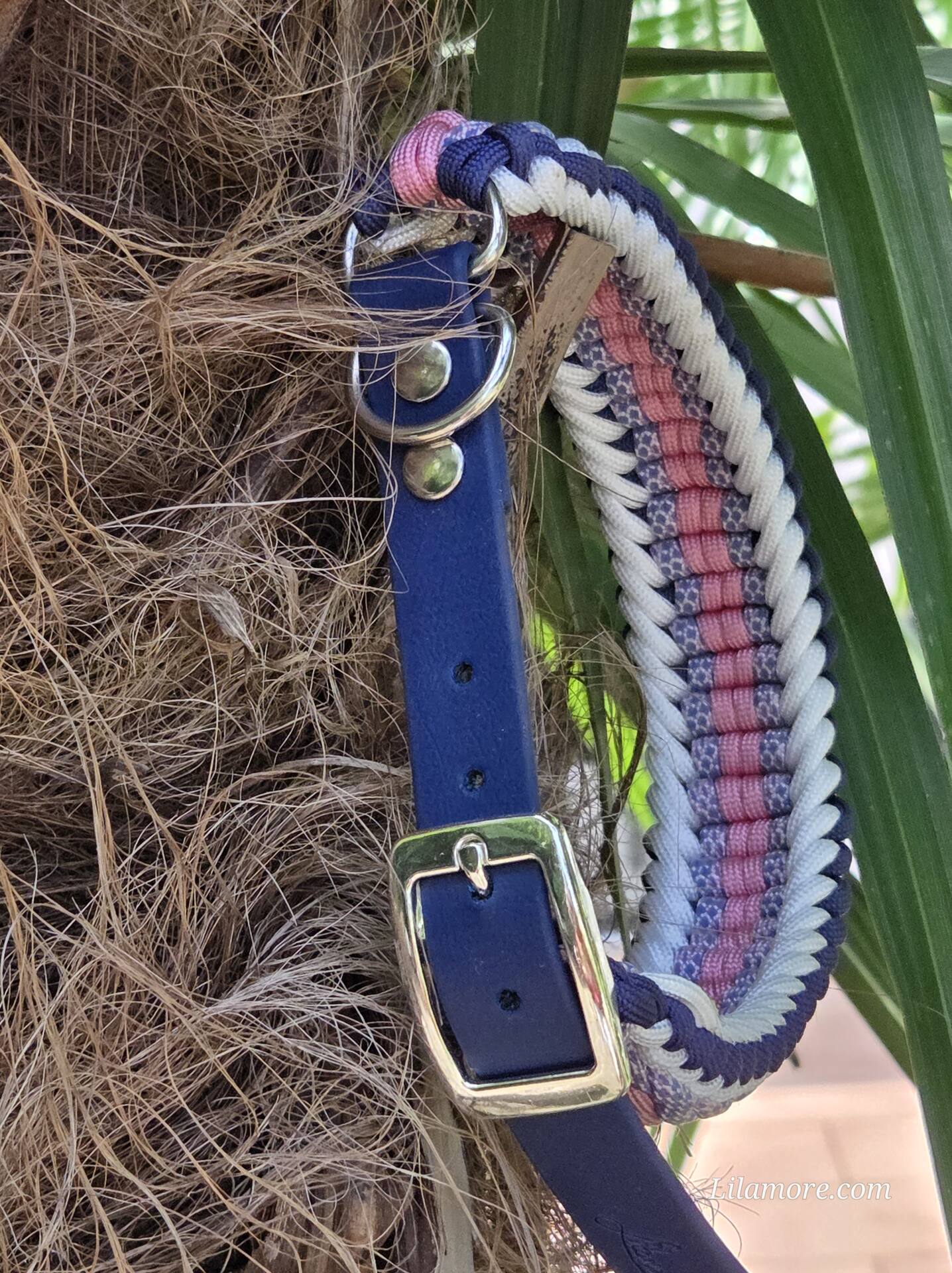 HU 37-43 cm Geflochtenes Paracord-Halsband Pavimento mit BioThane Verschluss Marine Blau – Bild 5