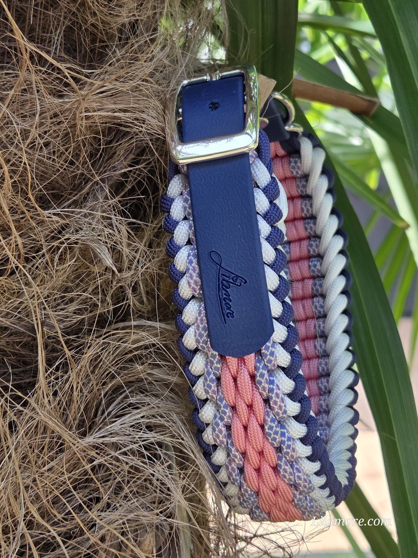 HU 37-43 cm Geflochtenes Paracord-Halsband Pavimento mit BioThane Verschluss Marine Blau – Bild 4