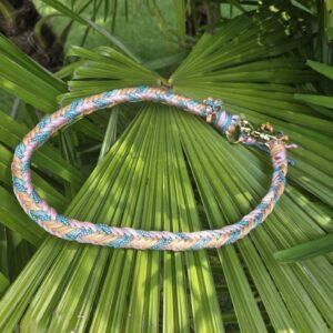 HU 65 cm Spina Gran 12fach geflochtenes Glitzer Paracord Schmuck Halsband mit Scherenkarabiner Gold