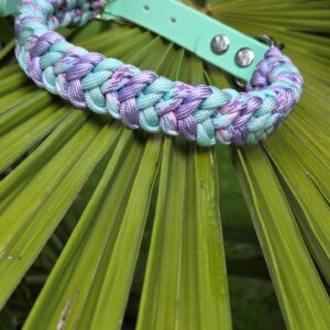 HU 31-37 cm Serpente3 Geflochtenes Paracord Halsband mit BioThane Verschluss Carribean