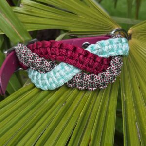 HU 20-26 cm Cobra Treccia Geflochtenes Paracord Halsband mit BioThane Verschluss Wine