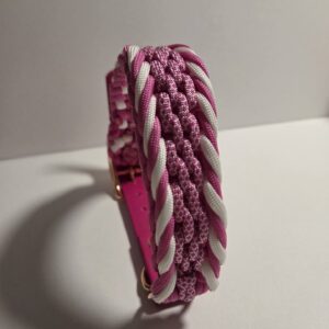 HU 27-33 cm Geflochtenes Paracord-Halsband Armeggio Pic mit BioThane Verschluss Magenta Rosa