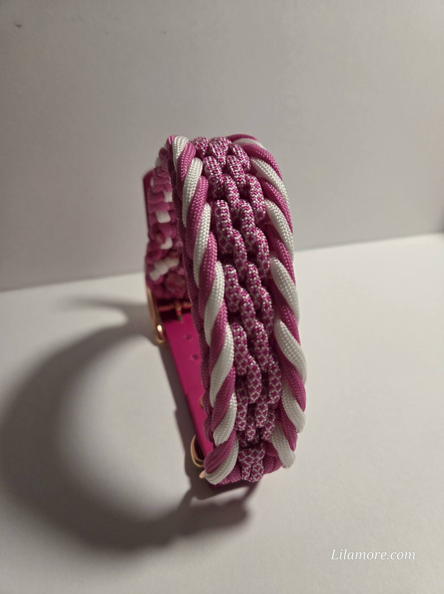 HU 27-33 cm Geflochtenes Paracord-Halsband Armeggio Pic mit BioThane Verschluss Magenta Rosa