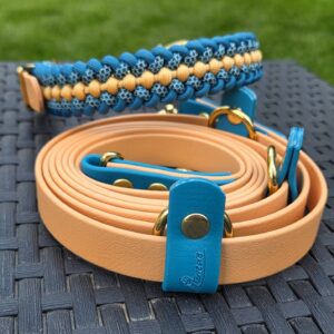 2 farbige BioThane Leine 230 cm 3fach verstellbar Golden Copper, Akzente Lagune