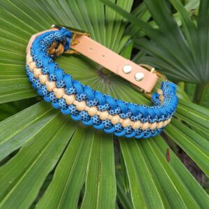 HU 33-39 cm Geflochtenes Paracord Halsband San'Co mit BioThane Verschluss Golden Copper