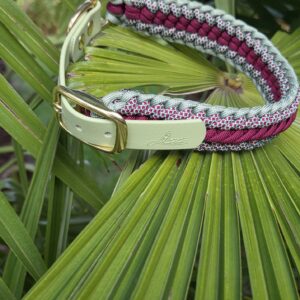 HU 35-41 cm Geflochtenes Paracord Halsband Linea3 mit BioThane Verschluss Holy Guacamole