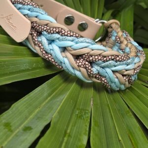 HU 28 - 34 cm Geflochtenes Paracord Halsband Valentine mit BioThane Verschluss Powder Tan