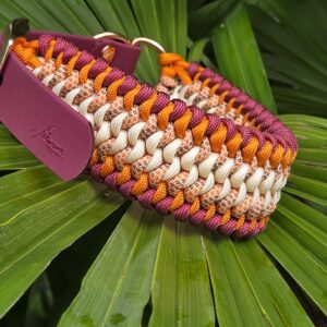 HU 32 - 40 cm Geflochtenes Paracord Halsband Serpenti vivi mit BioThane Verschluss Wine Rot
