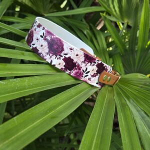 HU 44,5 - 50,5 cm BioThane Halsband UV bedruckt Fiori di vite Verschluss 19mm hellbraun