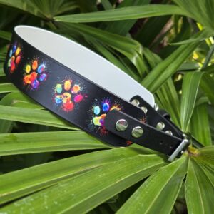 HU 47,5 - 53,5 cm BioThane Halsband UV bedruckt Zampette Verschluss 19mm Schwarz