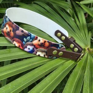 HU 44,5 - 50,5 cm BioThane Halsband UV bedruckt Ricci Verschluss 19mm dunkelbraun